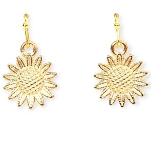 Dainty Gold Sunflower Dangle Earrings